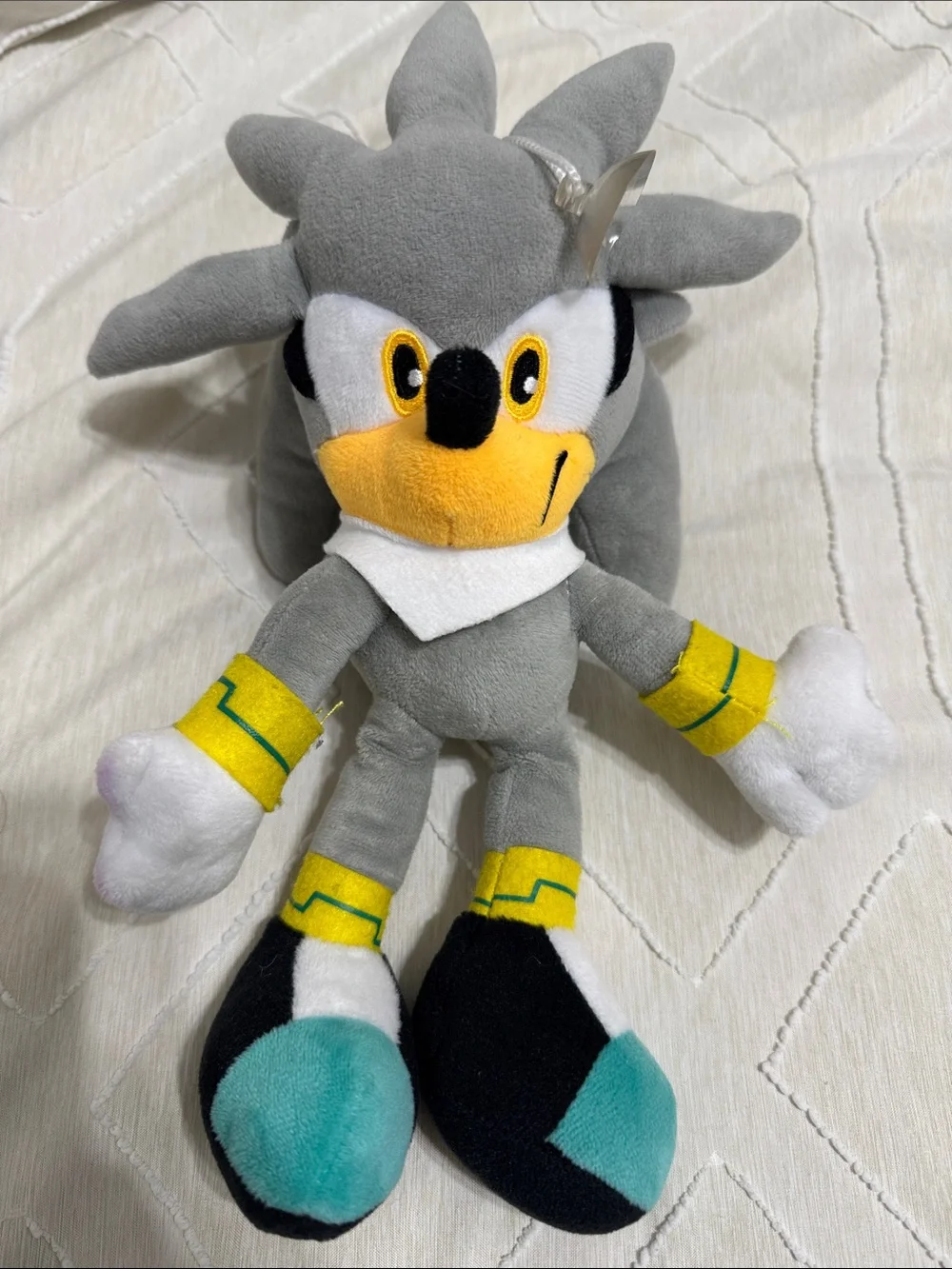 Silver Hedgehog Plush with Yellow Accents